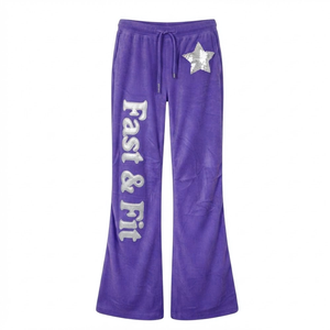 2026 Best Quality Casual Custom Heavyweight Regular Fit Winter Satin ODM Sweatpants for <b>Women</b> - Product Image 4