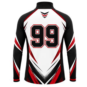 Camiseta Deportiva Negra, Roja y Blanca con Cierre de Cremallera, Manga Larga, para Entrenamiento Atlético, Running, Ropa Deportiva de Equipo, Personalizable - Product Image 2