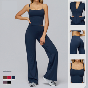 Conjunto Deportivo Azul Marino para Mujer, Chaqueta de Manga Larga con Cierre de Media Cremallera, Leggings de Cintura Alta, Transpirable y Ligero para Primavera - Product Image 2