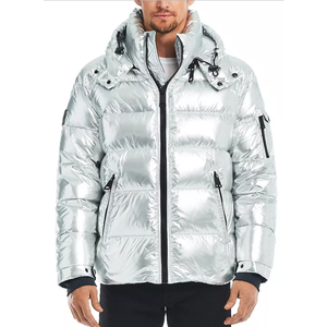 Men's Winter Hooded Puffer <b>Jacket</b> Solid Color Windproof <b>Thick</b> <b>Fleece</b> Lined Zipper Closure Casual Style Regular Fit - Product Image 6