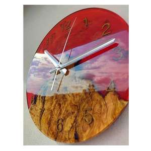 Horloge murale personnalisée en résine époxy et bois pour cadeau, décoration intérieure, horloge en bois poli lisse faite à la main pour restaurant, hôtel - Product Image 3