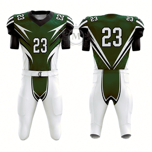 Ensemble d'uniformes de football américain pour hommes, vert et blanc, imprimé par transfert thermique, numéro 23, manches courtes, évacuation de l'humidité, coupe ajustée, maille sur le devant - Product Image 4