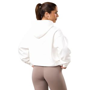 White Oversized <b>Hoodie</b> Women Fleece Pullover Long Sleeve Casual Streetwear Relaxed Fit Soft Touch Everyday Comfort Wear - Product Image 2