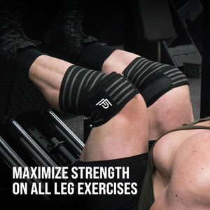 Bandes de genou élastiques robustes pour la gym, le fitness, l'entraînement et la musculation, avec logo personnalisé et conception de compression extensible - Product Image 2
