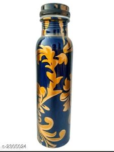 Handcrafted Floral Printed Copper Water Bottle <b>Gift</b> <b>Set</b> With Two Tumblers For Healthy Drinking Travel Office Kitchenware <b>Set</b> - Product Image 6