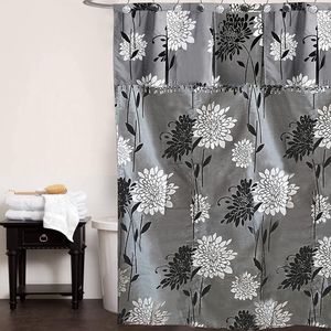 12pc Erica Modern Classic Luxury Bathroom Fabric Shower <b>Curtain</b> Set with 12 <b>Hooks</b> Including Bath Shower <b>Curtain</b> - Product Image 3