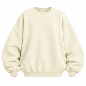 Sweat-shirt surdimensionné beige personnalisé pour femme, col rond, épaules tombantes, vente en gros, mode neutre, fournisseur en vrac, marques USA, Royaume-Uni, Europe - Product Image 2