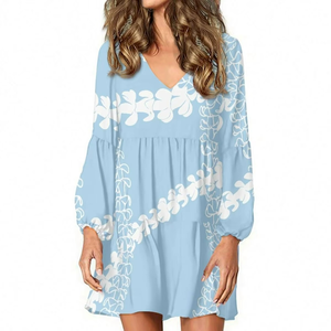 Vestido Largo Floral Puakenikeni de Talla Grande - Vestido Maxi Hawaiano Personalizado para Mujer, Impresión Bajo Demanda, Ropa de Resort - Product Image 4
