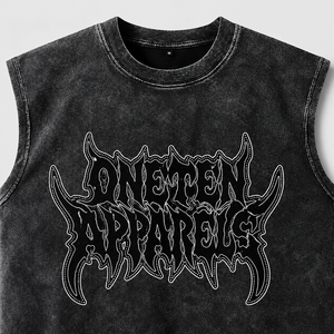Camiseta sin mangas negra con logo personalizado, cuello redondo, transpirable, diseño gótico lavado, corte oversize para hombre, 100% algodón jersey - Product Image 6