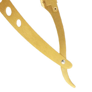 Navaja de Afeitar Recta Dorada, Navaja de Afeitar Profesional de Metal para Hombre, Acero Inoxidable, Herramienta de Peluquería para el Cuidado de la Barba - Product Image 3
