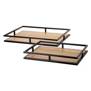 Industrial Design Wooden Serving <b>Trays</b> With Border Design And Rope Handles Kitchenware Use Multifunctional Design <b>Storage</b> <b>Tray</b> - Product Image 3