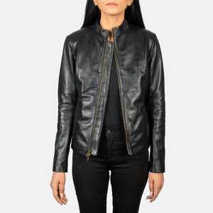 Chaqueta Bomber de Piel de Oveja Genuina Negra para Mujer, Totalmente Personalizable, Resistente al Viento, Transpirable, para Primavera, Otoño e Invierno, Precio Económico, la Mejor Calidad - Product Image 2