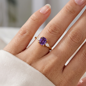 Argent massif 925 de haute qualité, design hexagonal 8 mm, zircon violet serti à griffes, plaqué or 14 carats, fait main, vente en gros pour événements - Product Image 4