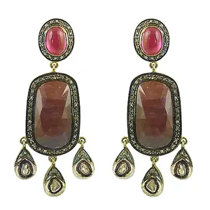 Exceptionnel Diamant Rouge Saphir Victorien Boucle D'oreille En Gros Boucle D'oreille Bijoux Ethniques Cadeau Esthétique Pour Les Femmes