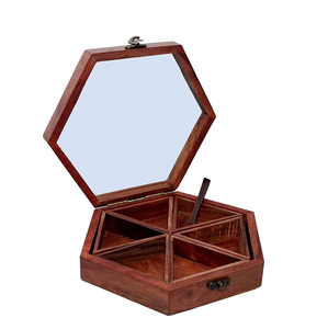 Wood Spice <b>Box</b> With Acrylic Lid Handicrafts 9 Compartment <b>Herb</b> Storage Container Wooden Organizer Spice <b>Box</b> - Product Image 5