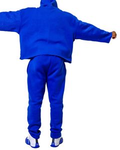 Custom Oversized Two Piece Distressed Emb Boxy Cropped Hoodie Men High Quality Baggy Tracksuit <b>Sweatpants</b> and Hoodie <b>Set</b> Men - Product Image 4