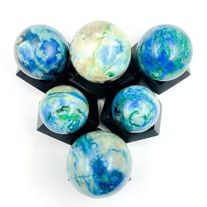 Boule de cristal naturelle Quantum Quattro Sphere en chrysocolle, pierre de guérison, Reiki, méditation, énergie, faite à la main, décoration d'intérieur, vente en gros - Product Image 1