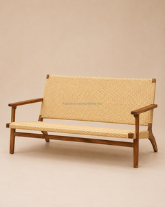 Modern Teak Wood 2 Seater <b>Sofa</b> 2 Arm Chairs Coffee <b>Table</b> Set Living Room Furniture Midcentury Design Weather Resistant Nara Set - Product Image 2