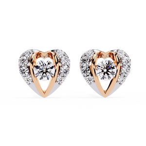 <b>Heart</b> Cut Lab Grown Diamond <b>Earrings</b> Gold Plated Jewelry White Diamond Stud <b>Earrings</b> for Wedding Party Gift - Product Image 1