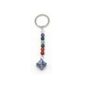 Porte-clés de haute qualité en Sodalite, étoile de Merkabah, perle de chakra, pierre naturelle, cadeau pour femme - Product Image 3