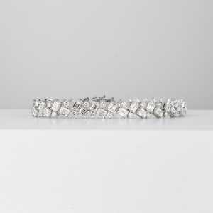 Sparkly Moissanite Emerald & Round Cut Diamond Tennis <b>Bracelet</b> for Women's With 925 <b>Silver</b> Fine Engagement Gift For Lovers - Product Image 1