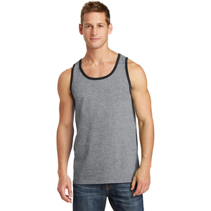 Débardeur formel en maille respirante polyester/coton à col rond pour homme, uni, avec logo sérigraphié sur le devant, idéal pour la gym et le fitness, 120g - Product Image 1