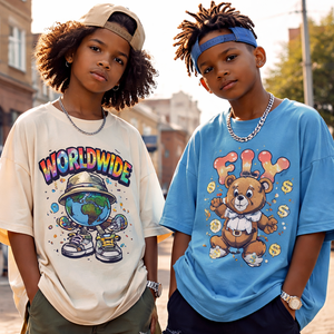 Camiseta personalizada de cuello redondo, de algodón grueso, con lavado ácido, estilo oversized, hombros caídos, transpirable y de secado rápido. - Product Image 3