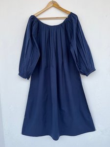 Robe d'été décontractée pour femmes et filles, en coton pur, longueur genou, col en V, manches longues, imprimé floral, écologique, respirante, pour soirée - Product Image 2