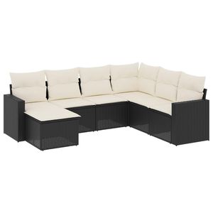 Grand ensemble de canapés de jardin modulaires en rotin PE noir, élégant et durable, mobilier d'extérieur - Product Image 2