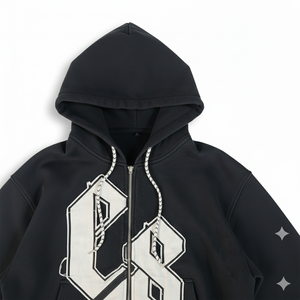 Sweat à capuche zippé personnalisé pour homme avec logo brodé, 100% coton, 500 g/m², poids lourd, prix abordable, confortable et respirant - Product Image 6