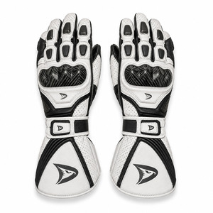 Gants de moto en cuir blanc OEM personnalisés avec protection renforcée des doigts et logo de marque privée - Product Image 1