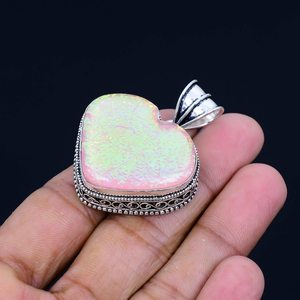 Pendentif cœur en opale triple australienne, fait main, en argent sterling 925, bijoux bohèmes, collier pour femmes, vente en gros - Product Image 3