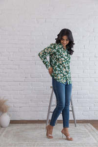 GREEN COTTON SHIRT <b>TOP</b> WOMEN - Product Image 3