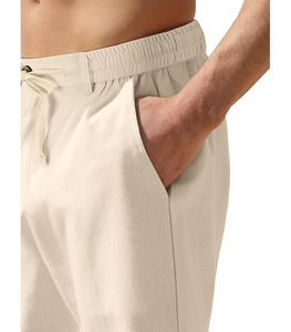 กางเกงขาสั้นลำลองผู้ชายสำหรับฤดูร้อน ผ้าเทอร์รี่ แห้งเร็ว กันยับ ปักลายชายผ่า เอวยางยืดสูง ระบายอากาศได้ดี ทรงหลวม - Product Image 3