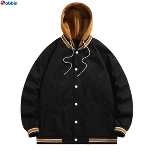 Veste de baseball unisexe BOBBIN INDUSTRIES, style hip-hop, à capuche, coupe-vent, chaude, pour l'automne/hiver, avec logo personnalisé - Product Image 5