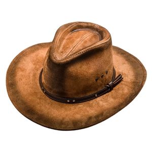 Vintage Leather <b>Hat</b> For Men New Wide Brimmed Style Cowboy <b>Hat</b> For Adult With Western Leather <b>Hats</b> - Product Image 1