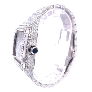 Iced Out Moissanite <b>Watch</b> VVS Diamond Hip Hop Modern Model Stainless Steel <b>Quartz</b> <b>Men</b> 20mm Band Glass Dial - Product Image 3