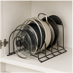Heavy Duty 5-Tier Pot and Pan Organizer <b>Rack</b> for <b>Kitchen</b> Cabinet Space-Saving Metal Cookware <b>Storage</b> Stand for Frying Pans - Product Image 2