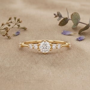 Minimalist Moissanite Engagement <b>Ring</b> <b>Thin</b> Gold Solitaire <b>Ring</b> Dainty Diamond Promise <b>Ring</b> For Women - Product Image 1