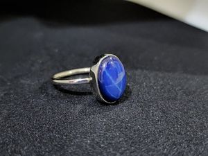Blue Sapphire Star <b>Ring</b> Oval Gemstone 22K <b>Gold</b> Filled 925 Sterling Silver Personalized Gift <b>Ring</b> Elegant Jewelry - Product Image 2