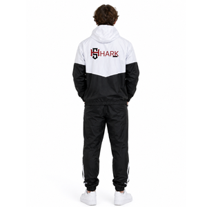 Men's Color Block <b>Mock</b> <b>Neck</b> Zip Up Hoodie & Pants Windbreaker Sets Boy's Casual Flexible Drawstring Loose Nylon Tracksuits OEM - Product Image 2
