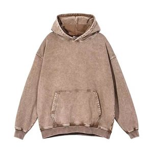 เสื้อฮู้ดผู้ชายสีม่วงแบบกำหนดเองได้ ผ้าฝ้าย 100% เฟรนช์เทอร์รี่ ย้อมสีทั้งตัว ทรงพูลโอเวอร์ ถักทอ ป้องกันการยับ 420 กรัม สำหรับฤดูใบไม้ผลิ - Product Image 4