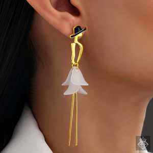 PRAO Anti-deslustre White Gentlewoman Danglers Pendientes colgantes finos - Product Image 2