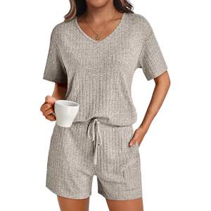 2025, ropa de salón holgada de 2 piezas para mujer, chándales acanalados de verano XS, ropa de vacaciones, conjuntos de pijamas a juego - Product Image 4