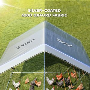 Grande Pollaio 26FT X 10FT X 6.4FT con Copertura Impermeabile, Gabbia Metallica per Animali con Porta per l'Alimentazione, Mangiatoia Sospesa e Posatoio per Galline - Product Image 4