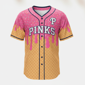 Custom Ice Design Full Buttons <b>Down</b> Baseball Jersey Adult Tops 100% Polyester Quick Dry Breathable High Quality - Product Image 1
