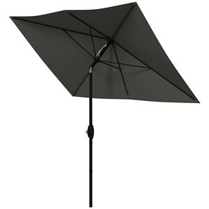Ombrellone Rettangolare da Esterno 6.5x10 Grigio Scuro con Manovella e Pulsante Inclinabile, Ombreggiatura 10ft (2.7m) in Poliestere per Cortile - Product Image 1