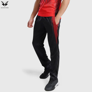 Top Quality Men's Casual Fitness <b>Trousers</b> Athletic Workout Running Wear, Black with Red Color Flat Front Style Men Gym <b>Trouser</b> - Product Image 2