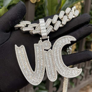 Pendentif Hip Hop en Argent S925 Certifié IGI, Personnalisé, Sertissage Diamant Glacé, Diamant Taillé Baguette, Bijoux Style Hip Hop pour Homme - Product Image 5