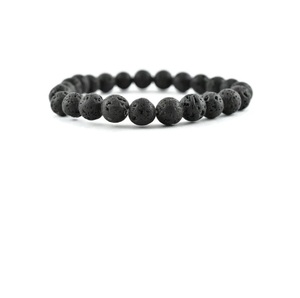Bracelet en pierre de lave naturelle, bracelet perlé en pierre de lave noire pour la guérison, bijoux énergétiques Reiki, vente en gros, 8mm - Product Image 1